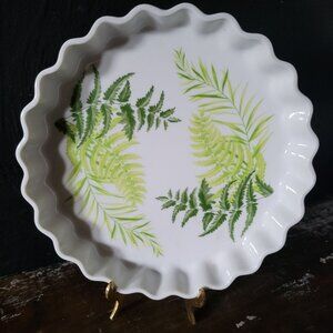 Vintage Shafford Enchantment Fern Leaf Porcelain Pie Dish Quiche Pie Baking Dish